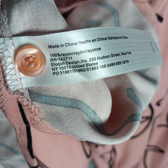 ELOQUII Pajamas 2 Piece Set Womens 24/26 Pink Abstract Print Plus Size Rayon - Picture 16 of 16